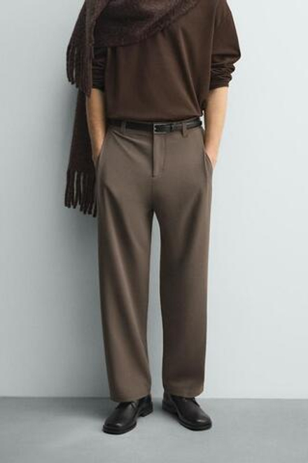 ZARA БРЮКИ RELAXED FIT СО СКЛАДКАМИ, ПЕСОЧНЫЙ