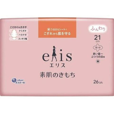 Прокладки гигиенические тонкие особомягкие с усиленным впитывающим слоем с крылышками 21 см 26 шт Elis Normal Daio