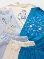 Пижама для девочки Next 196-716, 3 шт., Синий, Голубой, Молочный