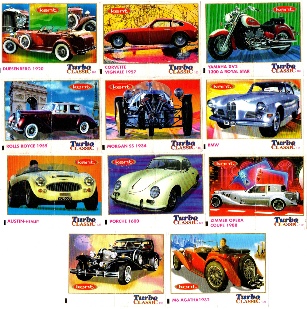 Вкладыши от жвачки Turbo Classic - Турбо Классик. 20 штук без повторов. Серия 71 - 140