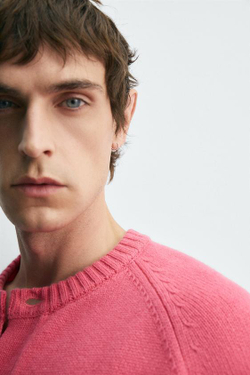 ZARA HARRY LAMBERT X DISNEY ШЕРСТЯНОЙ КАРДИГАН DONALD DUCK, РОЗОВЫЙ