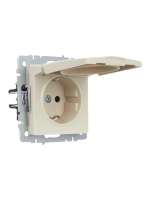 Розетка BRITE РСбш10-3-44-БрКр 16А IP44 с заземл. защ. шторки с крышкой механизм беж. IEK BR-R16-16-44-K10