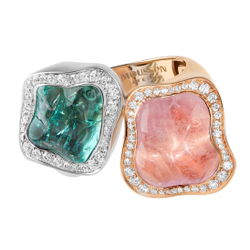 Кольцо с Турмалином, Морганитом и Бриллиантами, R0030-10/1
