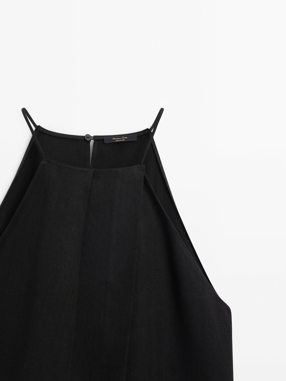 Massimo Dutti Короткий топ из льняной смеси, черный