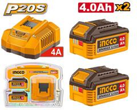 Набор аккумулятор и зарядное устройство АКБх2шт 4Ач и ЗУх4А INGCO FBCPK2013 INDUSTRIAL