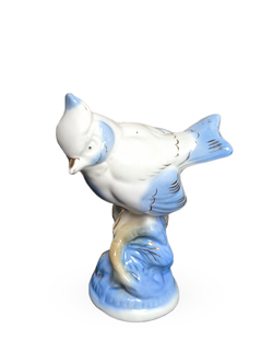 Фарфоровая статуэтка "Хохлатая синица" ФФЗ Гжель