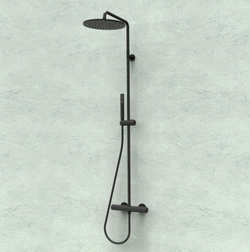 Bossini Cosmo душевая система с термостатом, с верхним поворотным душем 280 мм, с ручным душем, цвет черный матовый