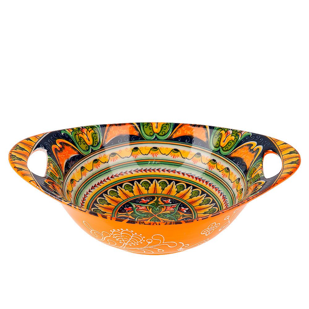 Салатник овальный с ручками "Arabesque" (оранжевый) 22х15,5см (min8) (транспортная упаковка)