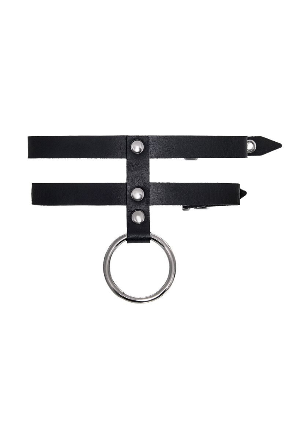 Черный ошейник из двух ремешков с поводком (Цвет: черный)