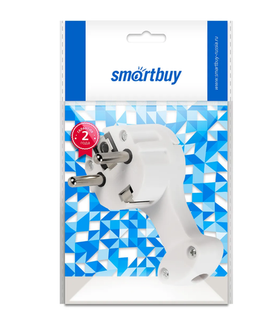 SmartBuy Вилка, угловая плоская (8 мм) с/з с кольцом 16А 250В SBE-16-P11-b, белый