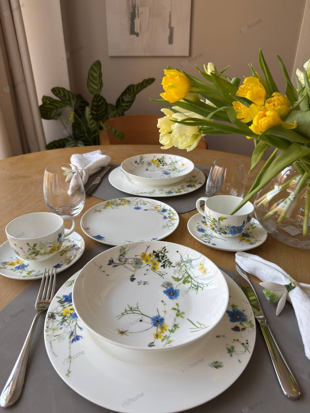 Набор чайный на 2 персоны 6 предметов с низкими чашками Rosenthal Fleurs des Alpes