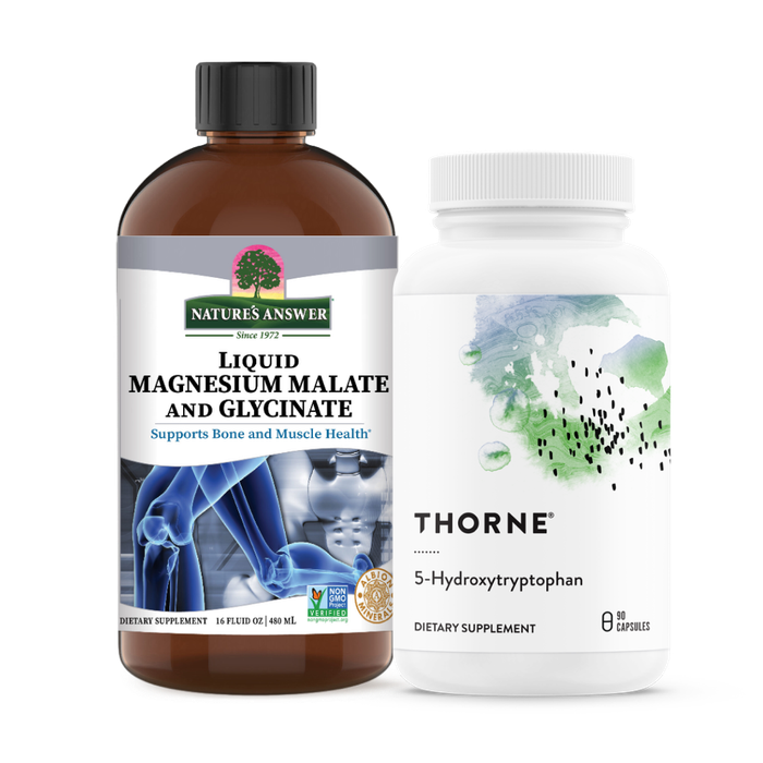 Комплект для улучшения сна: 5-HTP + Глицинат и малат магния, Thorne, Nature's Answer