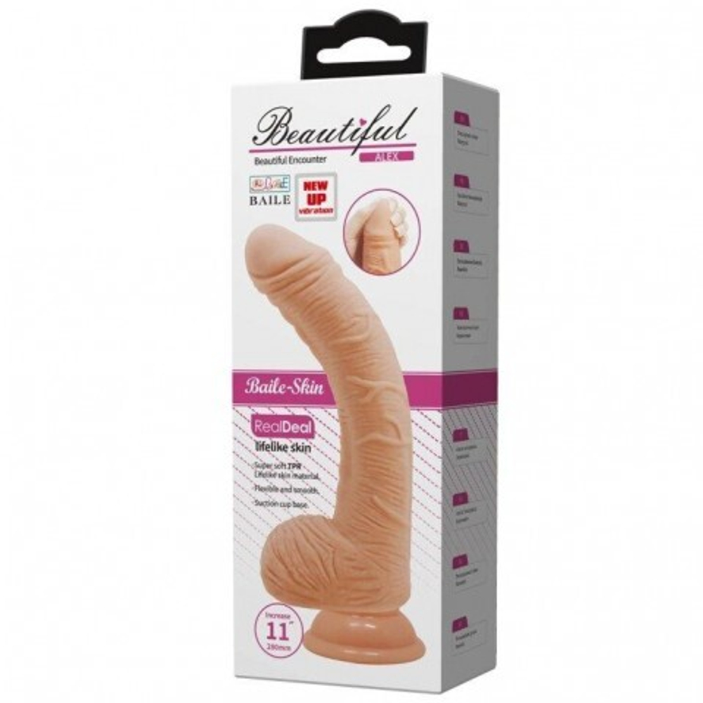 Фаллоимитатор Beautiful Alex Dildo с вибрацией и пультом управления (28,2×5 см) светлый