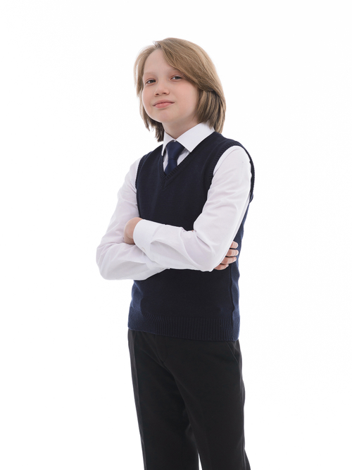 Сорочка детская VESTER длинный рукав, белая гладь, хлопок,пэ, приталенный силуэт, 94014 15