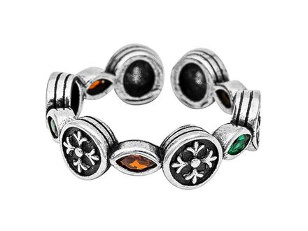 Кольцо "Chrome Hearts", 6мм, со стразами