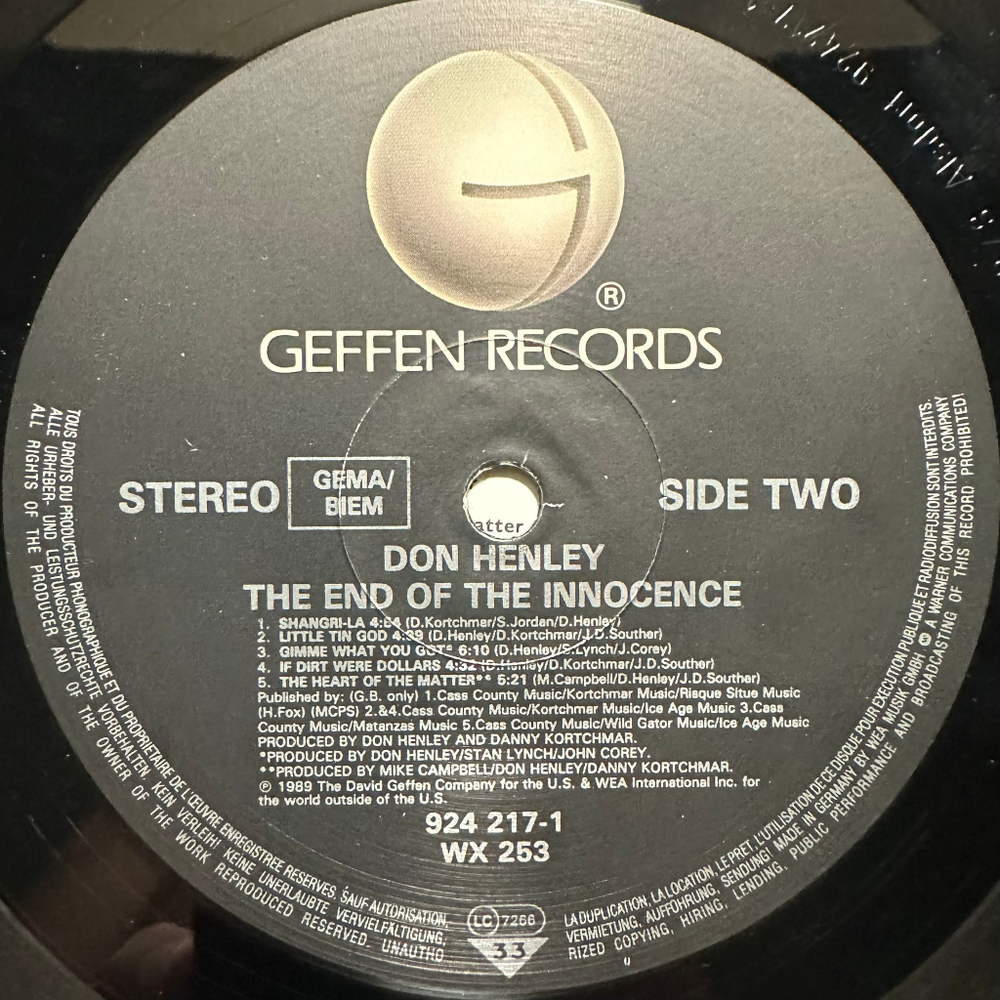 Don Henley - The End Of The Innocence (Германия 1989г.)