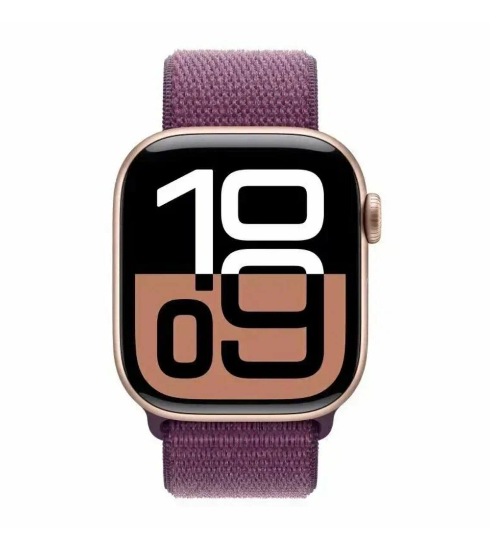 Apple Watch 10 42mm Rose Gold Aluminum Case with Sport Loop, Plum