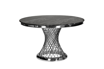Стол обеденный Garda Decor искусственный мрамор Черный Аликанто (Nero Alicanto), хром d120*75
