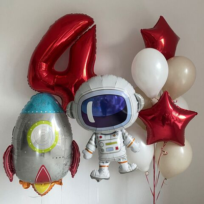 Сет шаров «Космонавт и ракета»