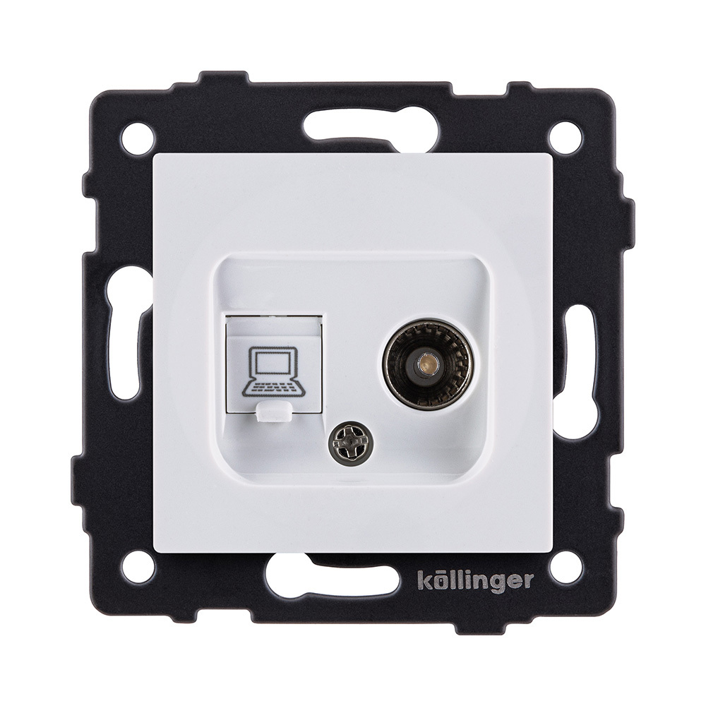 Розетка двойная TV (мама) + RJ45 Cat.6, белый Kollinger REA-021WH для Aspekt, Eleganz, Reflex