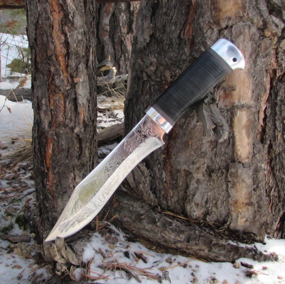 Нож НС-31 А с алюминиевыми вставками (X50CrMoV15) гравировка (Златоуст)