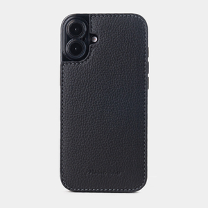 Чехол для iPhone 16 Plus из кожи теленка, черного цвета