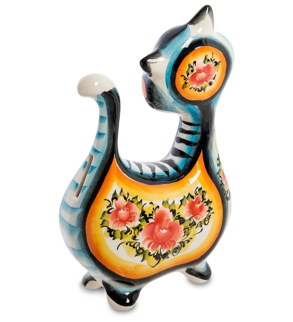 ГЛ- 515 Копилка «Кот-Ватрушка» цв. (Гжельский фарфор)