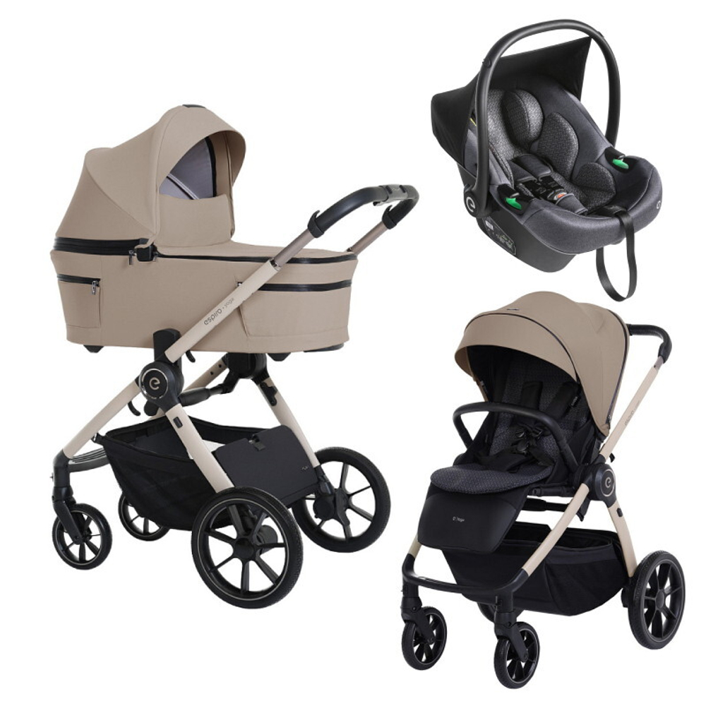 Детская коляска 3 в 1 Espiro Yoga 2025 и автокресло Pi Graphite 119 assana lotos voice of nature / Графитовый (Graphite 117)