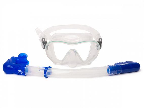 Набор маска+трубка Sargan Агидель прозрачный/яркий-синий