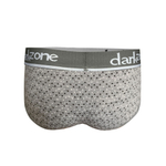 Серые мужские трусы-брифы с мелким черно-белым принтом (Размер: L) (Цвет: серый)