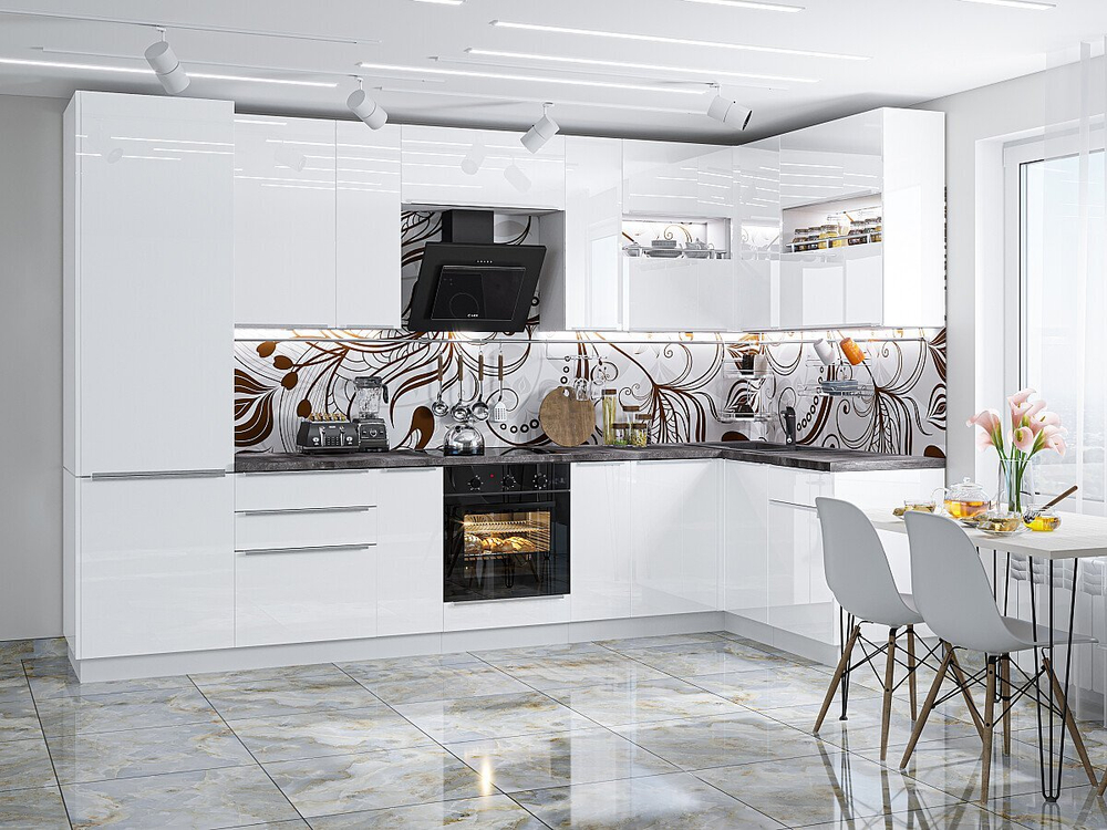 Угловая модульная кухня Фьюжн-02 Angel - Белый 2340*3700/1300*600