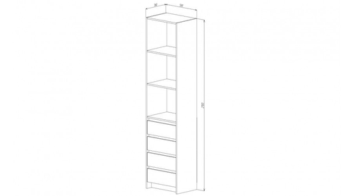 Бостон Стеллаж 4 ящика Дуб вотан