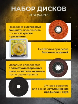 Болгарка аккумуляторная с регулировкой оборотов, УШМ аккумуляторная, с комплектом дисков, 2 АКБ