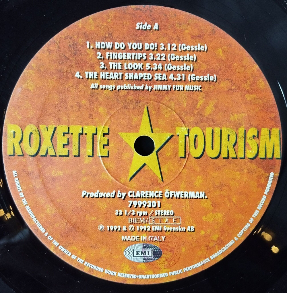 Винтажная виниловая пластинка LP Roxette Tourism (Italy 1992) Joyride