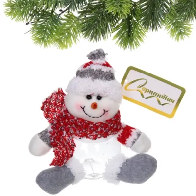 Игрушка новогодняя «Снеговичок в свитере» 19*11 см, с отделением под конфеты