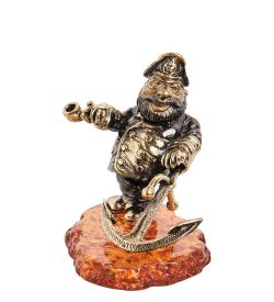 Народные промыслы AM- 453 Фигурка «Морской волк» (латунь, янтарь)