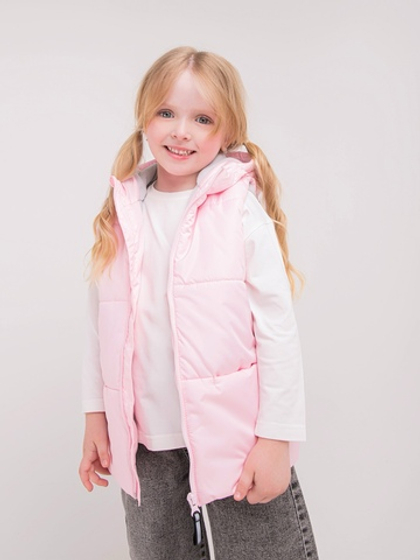 Жилет утепленный с капюшоном "Нежно-розовый"