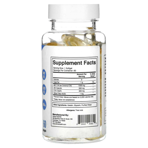Divine Health, Кето-зона доктора Колберта, мягкие капсулы с маслом MCT, 1000 мг, 60 мягких капсул