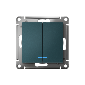 Выключатель 2-кл. СП AtlasDesign 10А IP20 (сх. 5а) 10AX с подсветкой механизм изумруд SE ATN000853