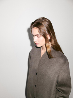 Massimo Dutti Пальто из смесовой шерсти с высоким воротником, серый