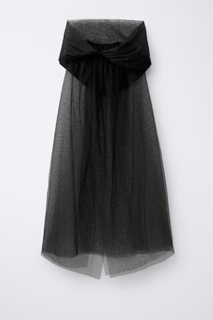 ZARA МАСКАРАДНАЯ НАКИДКА С КАПЮШОНОМ, ЧЕРНЫЙ