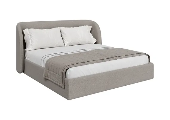 Кровать двуспальная Classic 180 см (бежевый, рогожка)