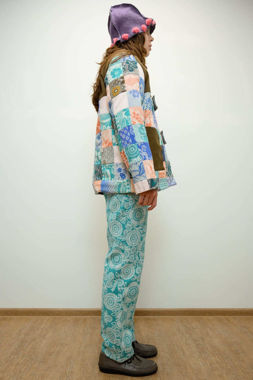 Куртка Soeurs Выполненная в Технике Пэчворк 3 голубая