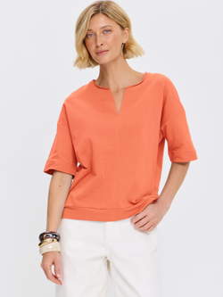 Плотная футболка из футера 2-нитки с V-вырезом HIGH TEMP