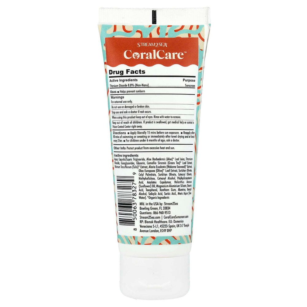 Stream2Sea, Coral Care ™, солнцезащитное средство, SPF 30, 75 мл (2,5 жидк. Унции)
