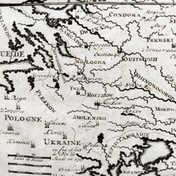 Географическая карта Московии. Гравюра резцом. — Амстердам: Типография Закари Шатлен (Zaсharie Chatе