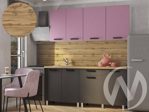 Кухня Кьяра 1.8м (корпус белый/карбон сакура; карбон вулкан) 38мм дуб бунратти