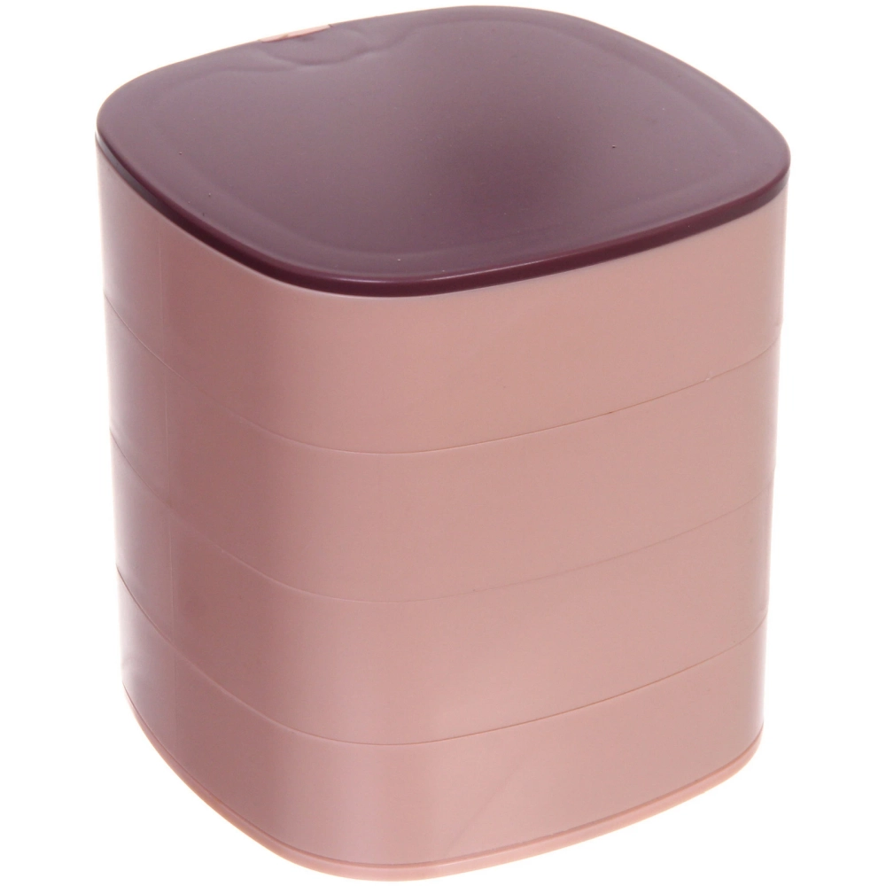 Органайзер для хранения с зеркалом «ПИОНТО», цвет пудровый, 12*11см (упаковка коробка)