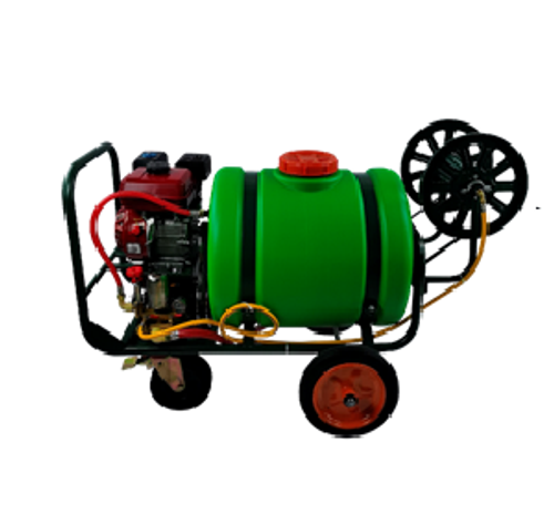 Опрыскиватель бензиновый с катушкой для нагнетающего шланга, на раме с колесами "Умница" модель ОБК-100л