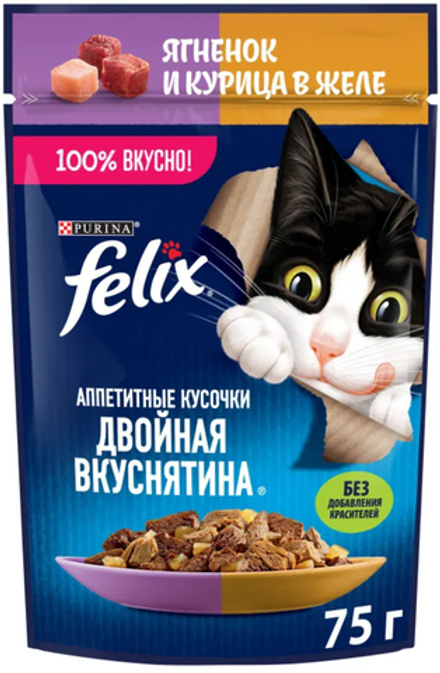 Felix Ягненок и Курица в желе 75г.*26шт.